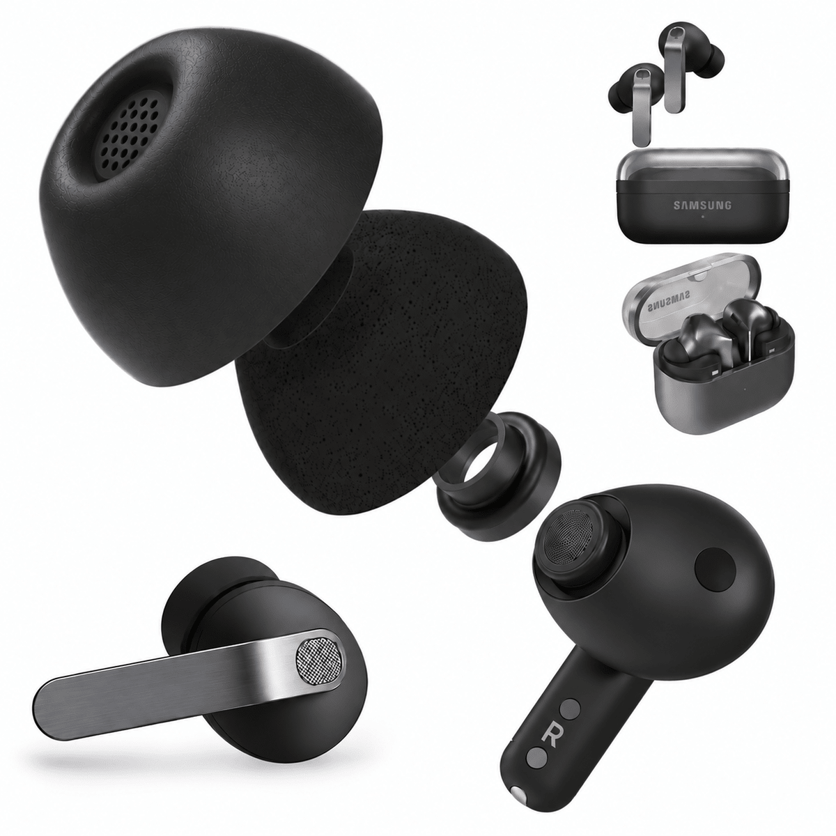 Hybrid Silicone-Covered Foam Ear Tips for Galaxy Buds4 Pro & Buds3 Pro - CharJenPro