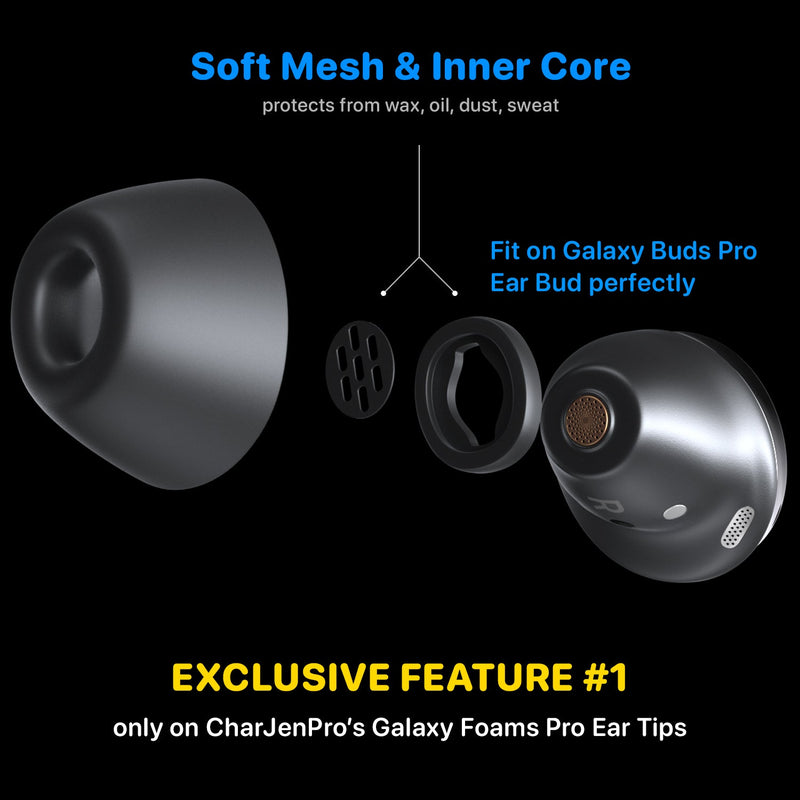 Memory Foams Pro Ear Tips for Galaxy Buds Pro & Jabra 85t - CharJenPro
