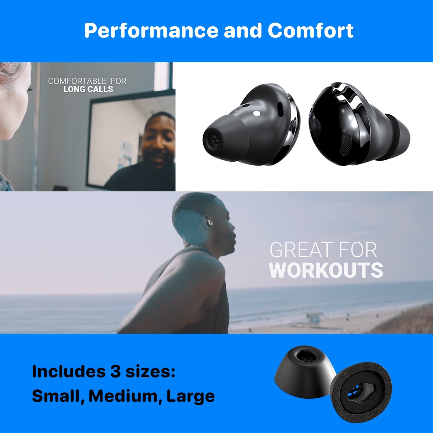 Memory Foams Pro Ear Tips for Galaxy Buds Pro & Jabra 85t - CharJenPro