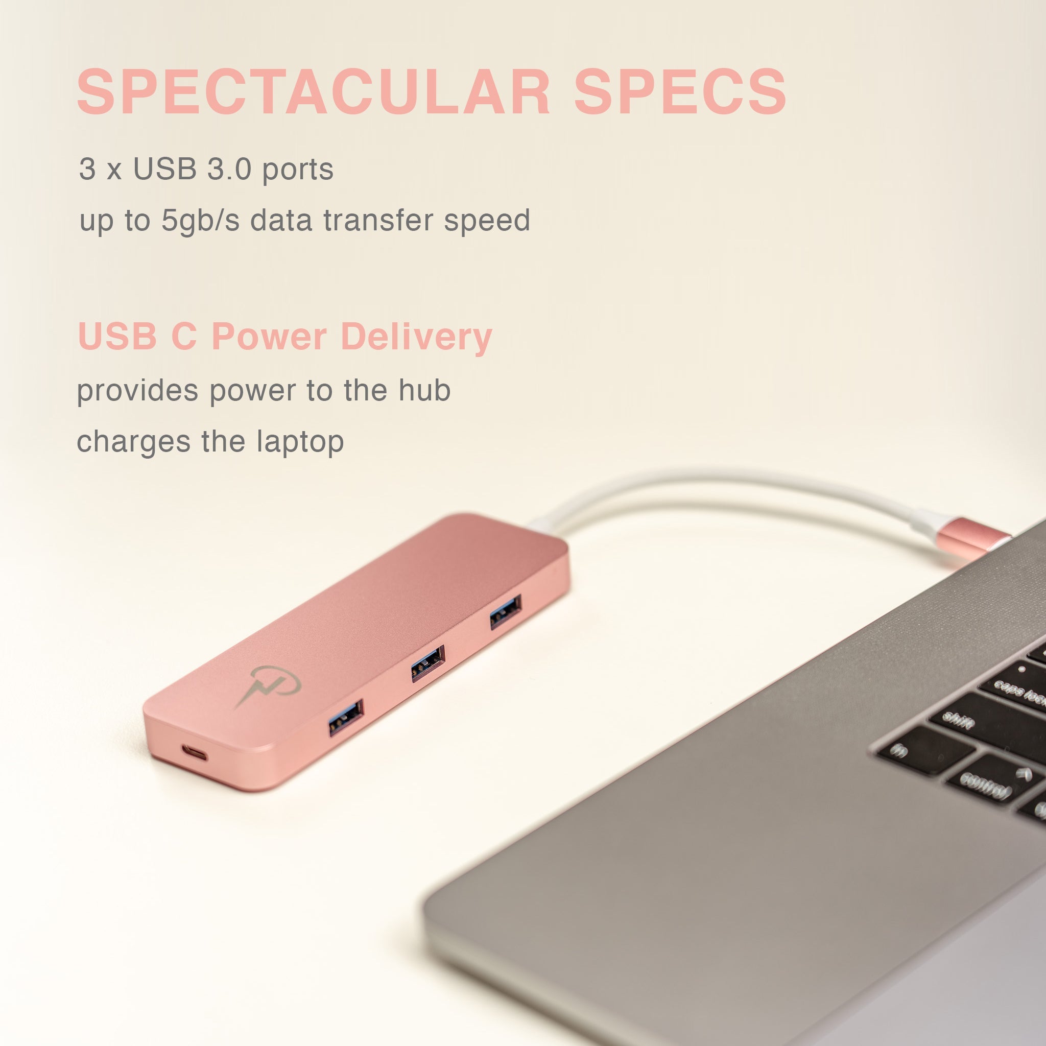 Pink Premium Hub – Universal USB-C Hub for Mac, iPad, PC