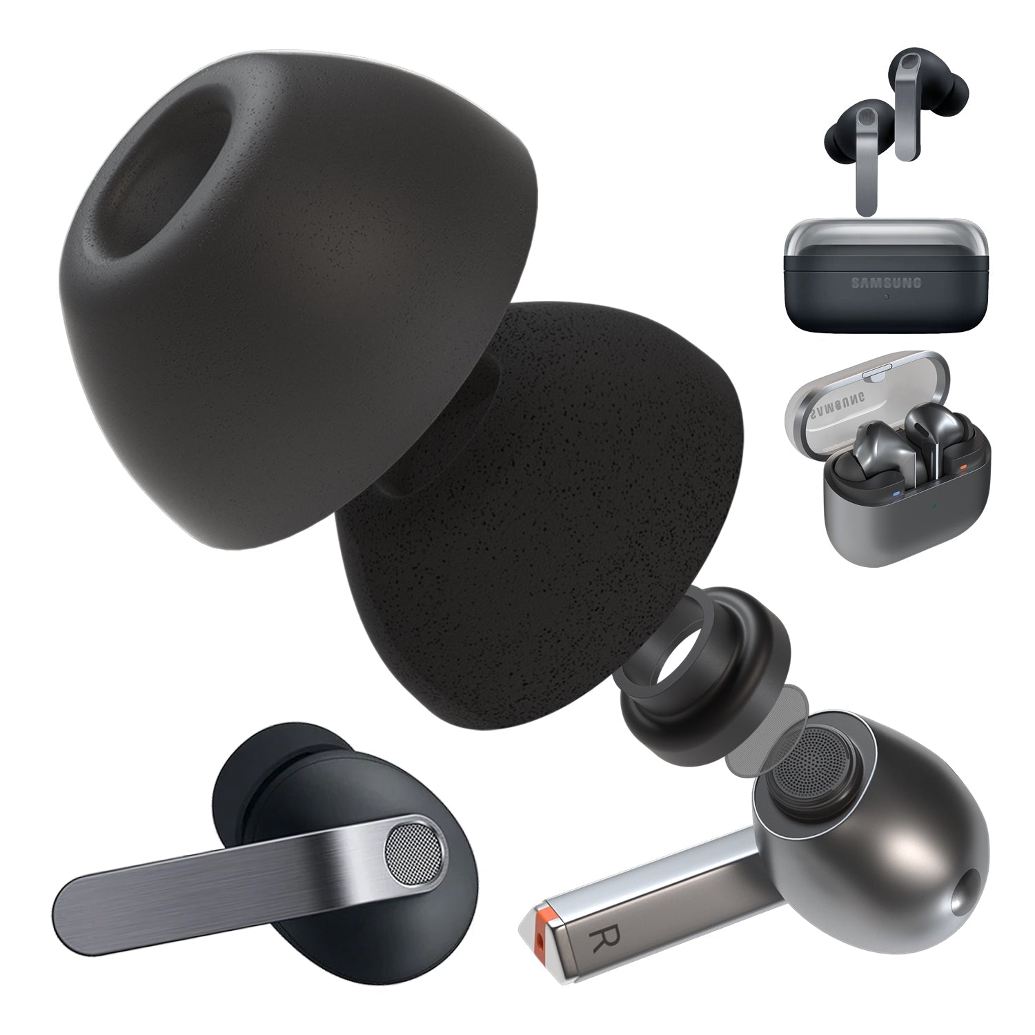 Foam Ear Tips for Galaxy Buds4 Pro and Buds3 Pro