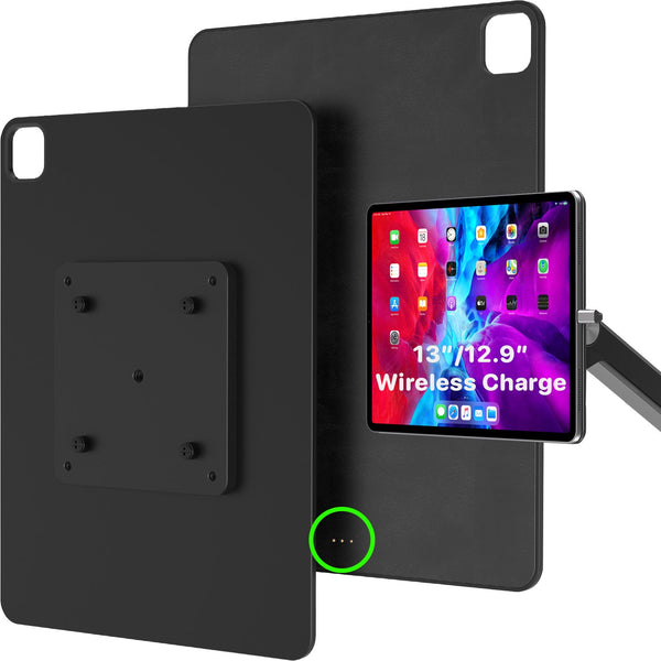MagFlött VESA Mount showing solid aluminum magnetic slate for iPad Pro