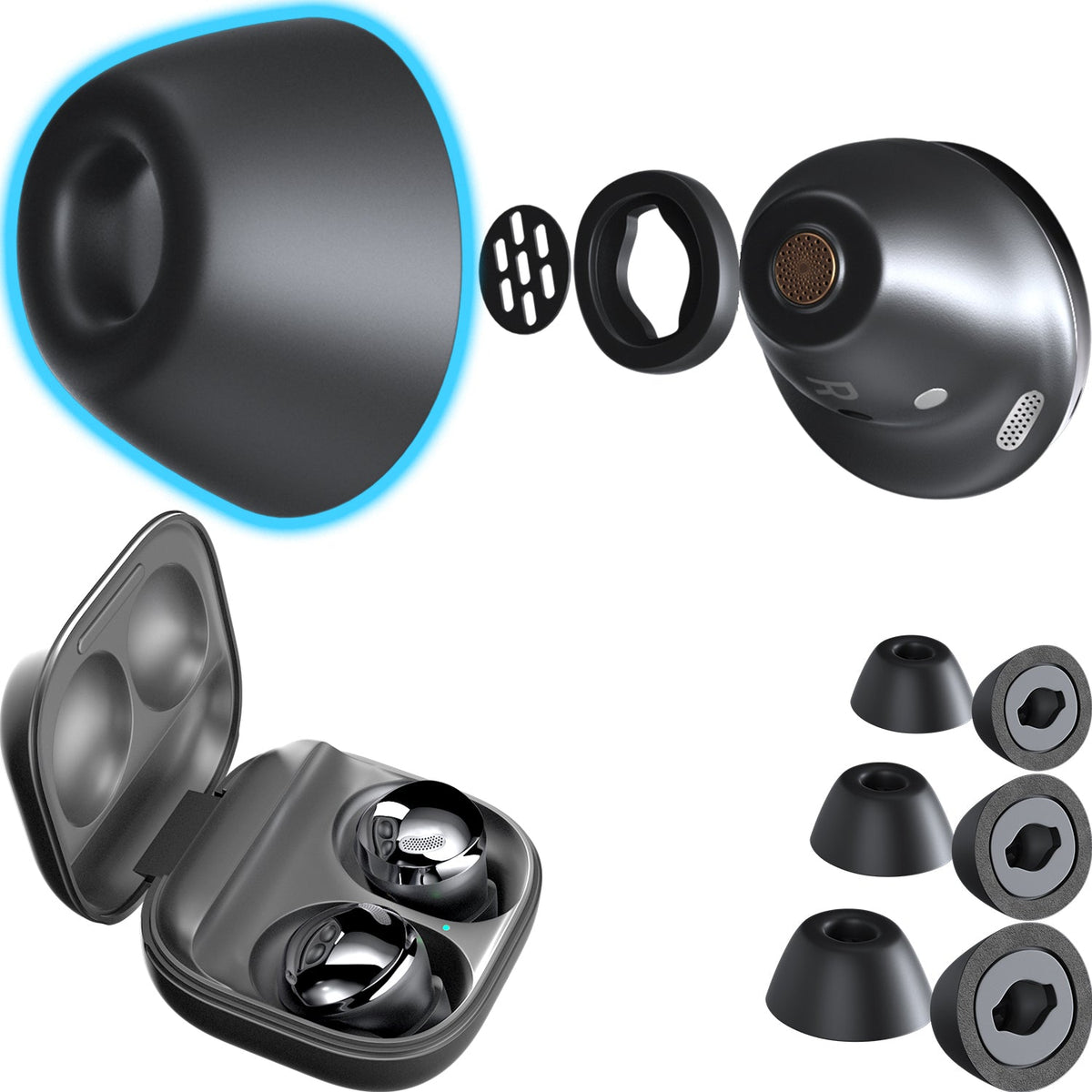 Memory Foams Pro Ear Tips for Galaxy Buds Pro Jabra 85t – CharJenPro