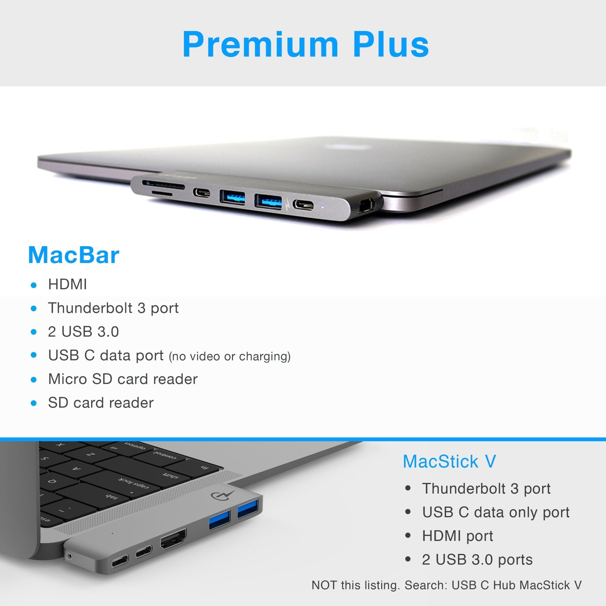 MacBar USB-C Hub (HDMI, USB 3.0, SD) for MacBook