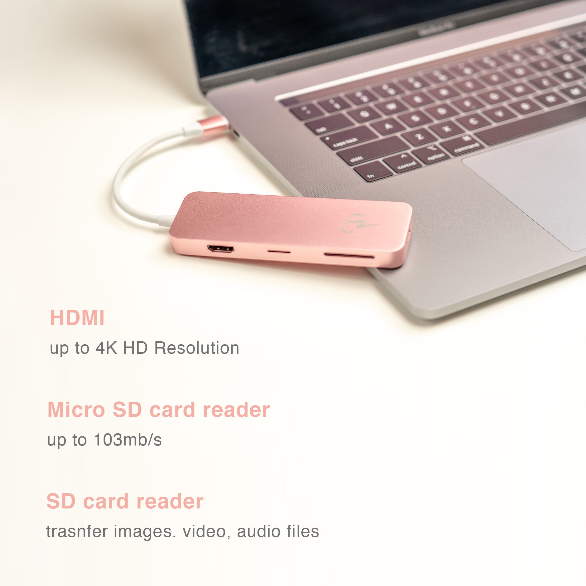Premium Hub – Pink Universal USB-C Hub for Mac, iPad, PC 