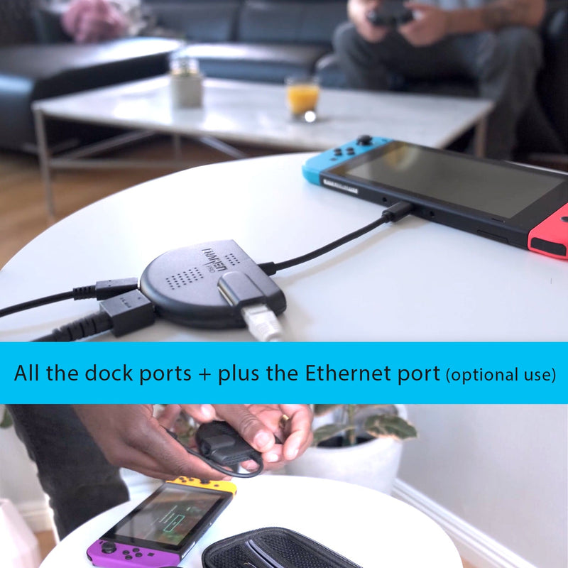 Charjenpro Stingray Switch Dock with Ethernet for Switch Docking Station Hdmi, 2 USB, Ethernet, USB C Power Delivery.